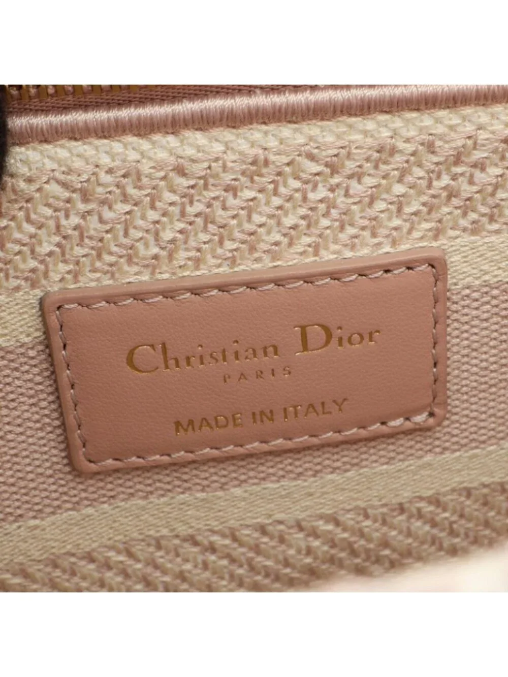 Dior Handbag Lady D-lite Houndstooth 2-Way Pink Ivory Canvas Tote